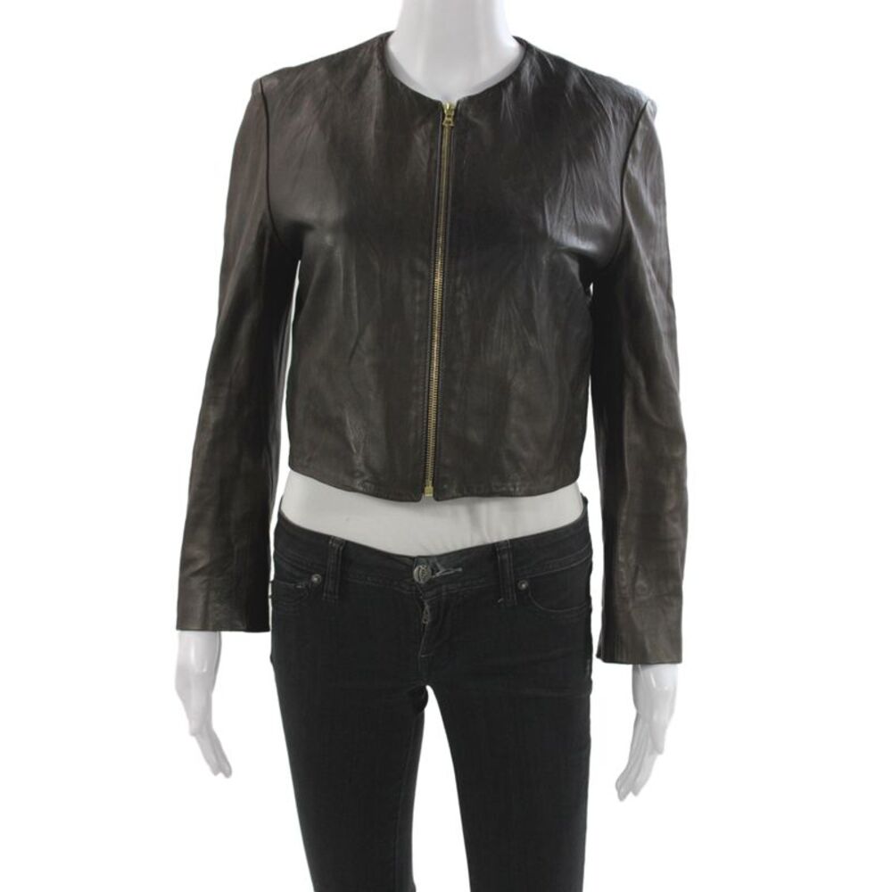 The Row Womens Brown Leather Basic Jacket Zip Size M